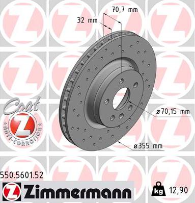 Zimmermann 550.5601.52 - Гальмівний диск autocars.com.ua