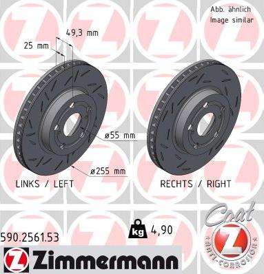 Zimmermann 590.2561.53 - Гальмівний диск autocars.com.ua