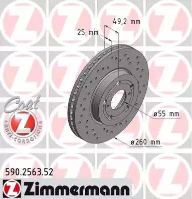 Zimmermann 590.2563.52 - Гальмівний диск autocars.com.ua