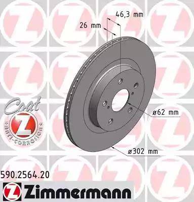 Zimmermann 590.2564.20 - Тормозной диск avtokuzovplus.com.ua