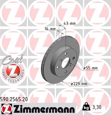 Zimmermann 590.2565.20 - Гальмівний диск autocars.com.ua