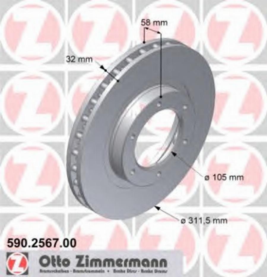 Zimmermann 590 2567 00 - Тормозной диск autodnr.net