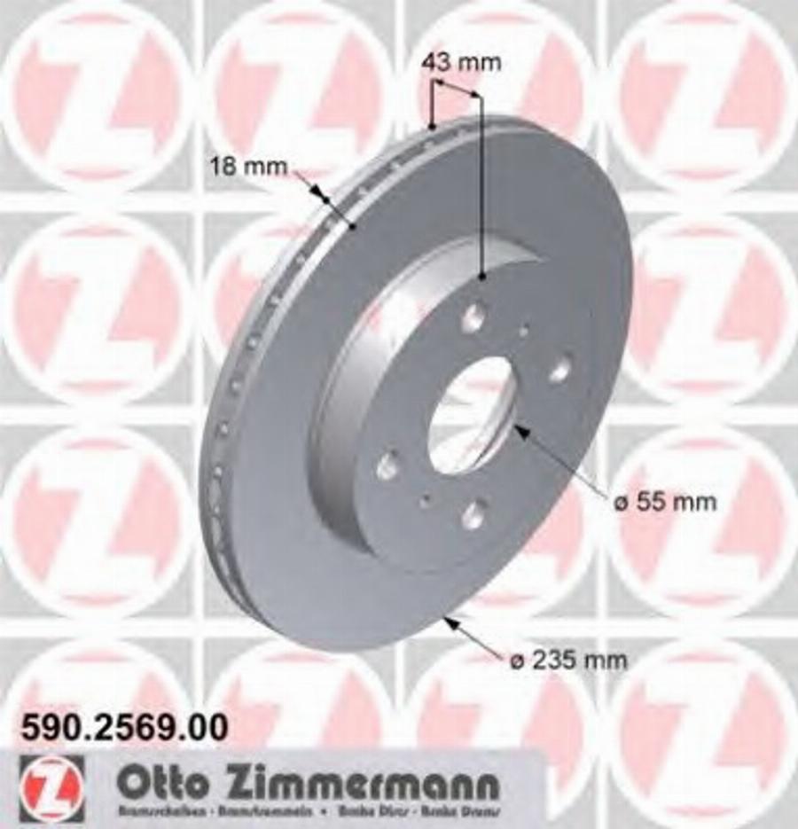 Zimmermann 590.2569.00 - Гальмівний диск autocars.com.ua