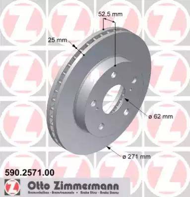 Zimmermann 590.2571.00 - Гальмівний диск autocars.com.ua