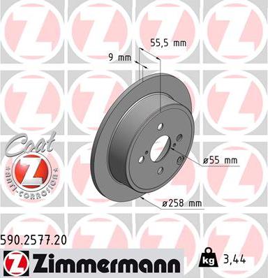 Zimmermann 590.2577.20 - Гальмівний диск autocars.com.ua