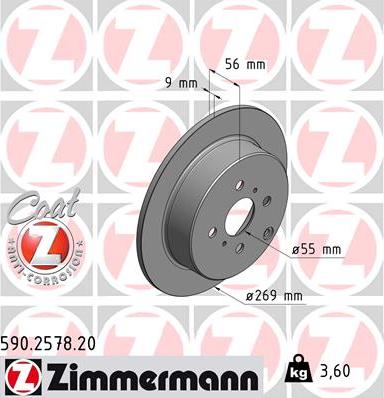 Zimmermann 590.2578.20 - Гальмівний диск autocars.com.ua