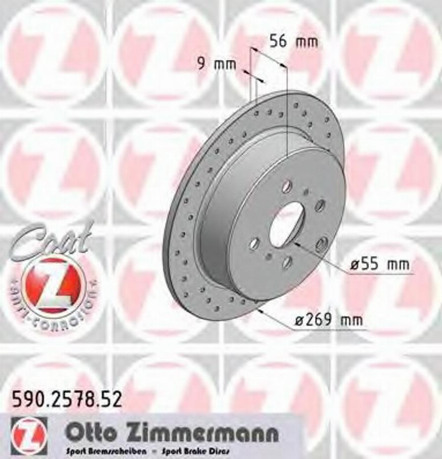 Zimmermann 590.2578.52 - Гальмівний диск autocars.com.ua