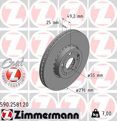 Zimmermann 590.2581.20 - Гальмівний диск autocars.com.ua