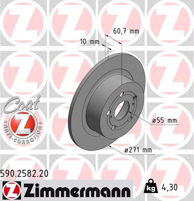 Zimmermann 590.2582.20 - Тормозной диск avtokuzovplus.com.ua