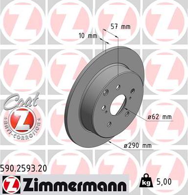 Zimmermann 590.2593.20 - Гальмівний диск autocars.com.ua