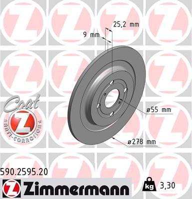 Zimmermann 590.2595.20 - Гальмівний диск autocars.com.ua