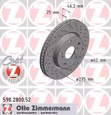 Zimmermann 590.2800.52 - Тормозной диск autodnr.net