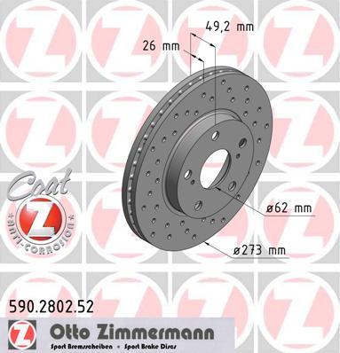 Zimmermann 590.2802.52 - Гальмівний диск autocars.com.ua