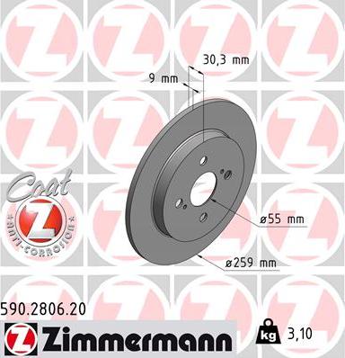 Zimmermann 590.2806.20 - Гальмівний диск autocars.com.ua