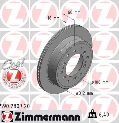 Zimmermann 590.2807.20 - Гальмівний диск autocars.com.ua