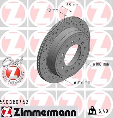 Zimmermann 590.2807.52 - Тормозной диск avtokuzovplus.com.ua