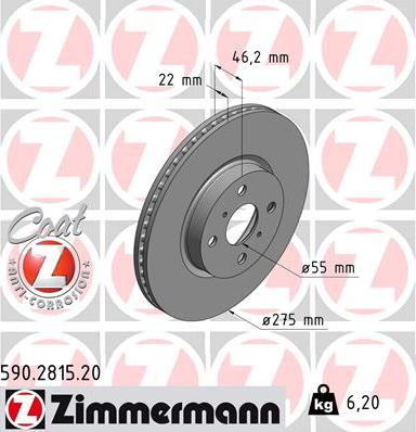 Zimmermann 590.2815.20 - Гальмівний диск autocars.com.ua