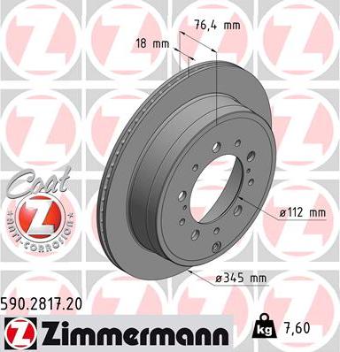 Zimmermann 590.2817.20 - Тормозной диск avtokuzovplus.com.ua