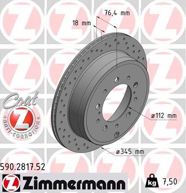 Zimmermann 590.2817.52 - Тормозной диск avtokuzovplus.com.ua