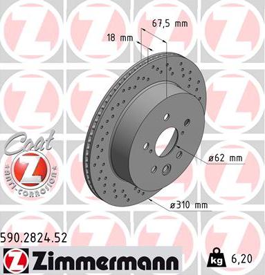 Zimmermann 590.2824.52 - Тормозной диск avtokuzovplus.com.ua
