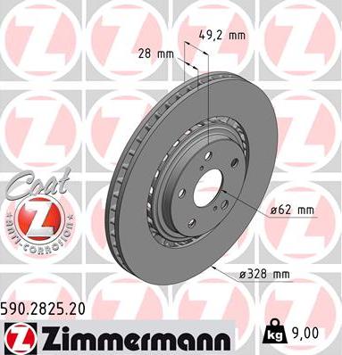 Zimmermann 590.2825.20 - Тормозной диск autodnr.net