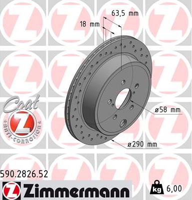 Zimmermann 590.2826.52 - Гальмівний диск autocars.com.ua