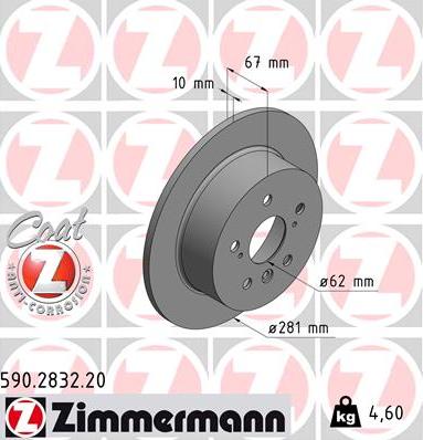 Zimmermann 590.2832.20 - Тормозной диск avtokuzovplus.com.ua