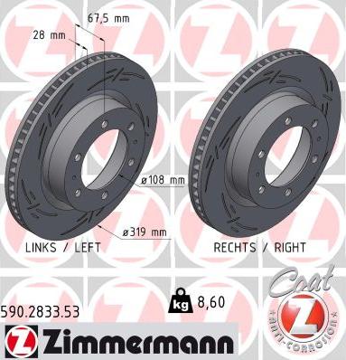 Zimmermann 590.2833.53 - Тормозной диск autodnr.net