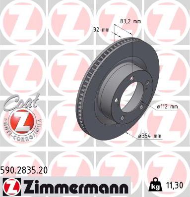 Zimmermann 590.2835.20 - Тормозной диск avtokuzovplus.com.ua