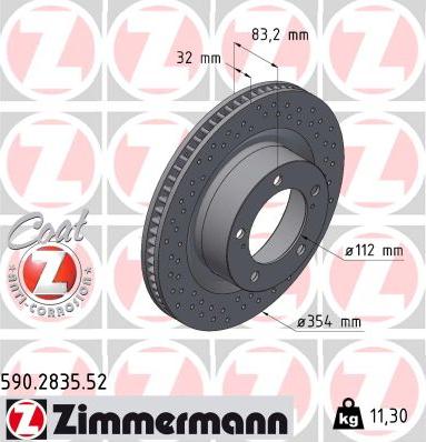 Zimmermann 590.2835.52 - Тормозной диск avtokuzovplus.com.ua