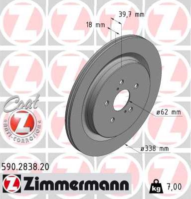 Zimmermann 590.2838.20 - Гальмівний диск autocars.com.ua