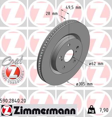 Zimmermann 590.2840.20 - Тормозной диск avtokuzovplus.com.ua
