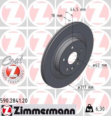 Zimmermann 590.2841.20 - Гальмівний диск autocars.com.ua