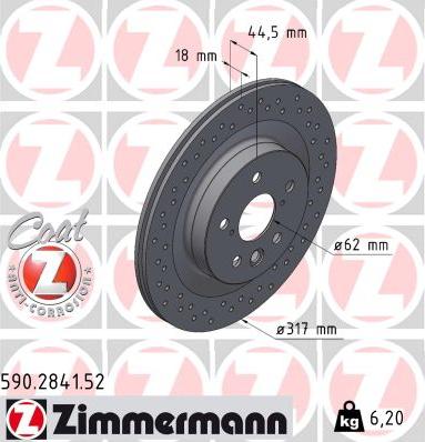 Zimmermann 590.2841.52 - Гальмівний диск autocars.com.ua