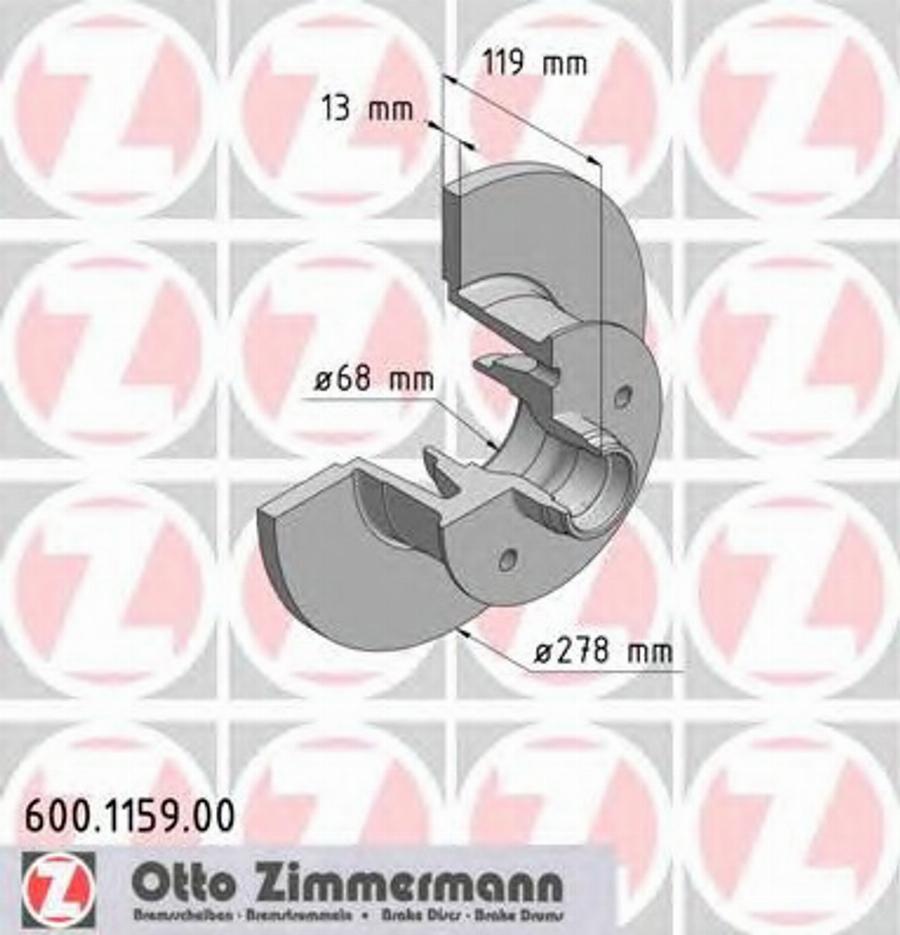 Zimmermann 600 1159 00 - Тормозной диск avtokuzovplus.com.ua