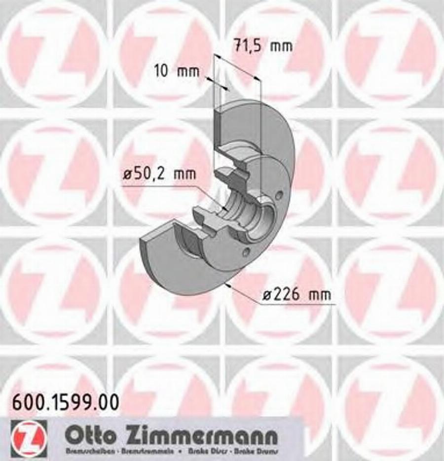 Zimmermann 600 1599 00 - Гальмівний диск autocars.com.ua