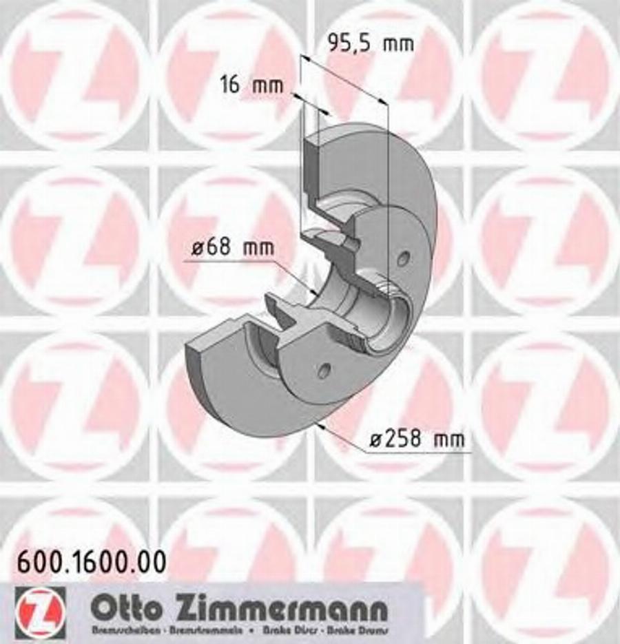 Zimmermann 600 1600 00 - Гальмівний диск autocars.com.ua