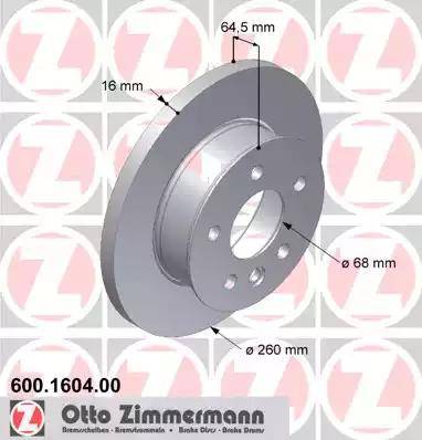 Zimmermann 600.1604.00 - Гальмівний диск autocars.com.ua