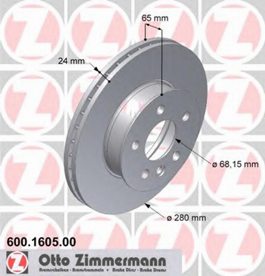 Zimmermann 600 1605 00 - Тормозной диск avtokuzovplus.com.ua