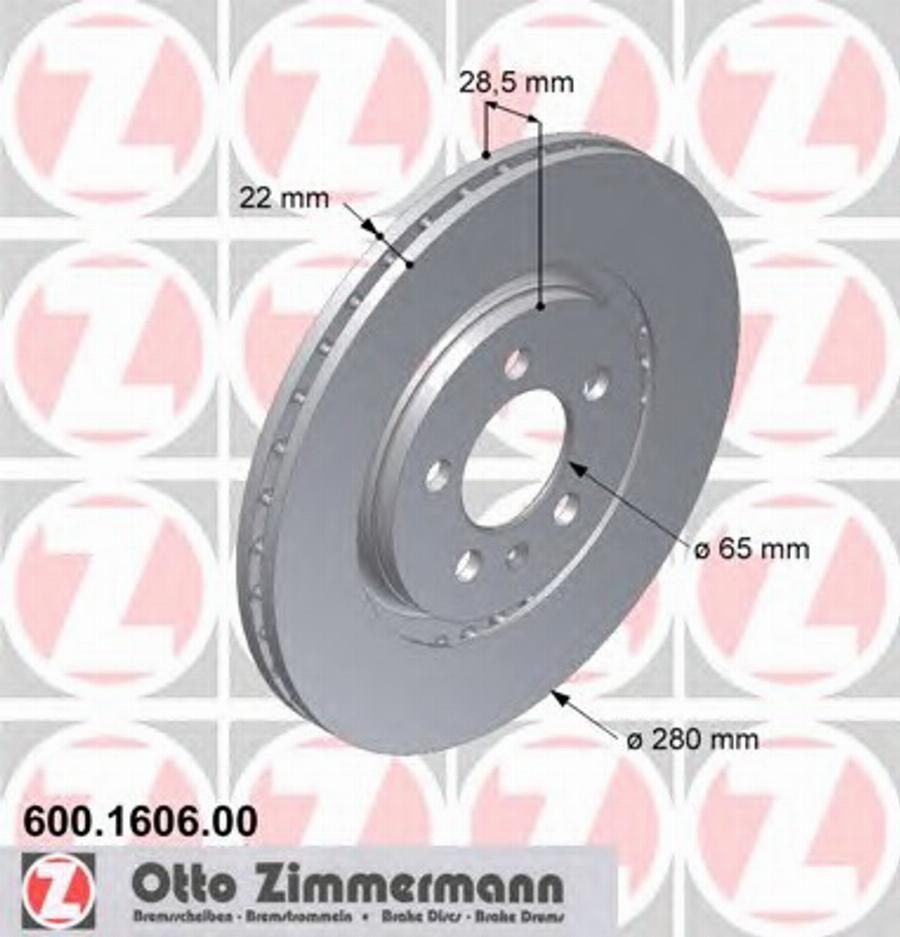 Zimmermann 600 1606 00 - Тормозной диск avtokuzovplus.com.ua