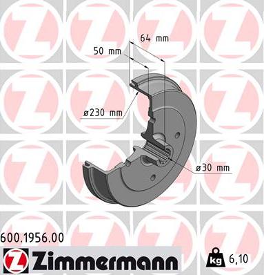 Zimmermann 600.1956.00 - Тормозной барабан avtokuzovplus.com.ua