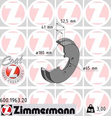 Zimmermann 600.1963.20 - Тормозной барабан avtokuzovplus.com.ua