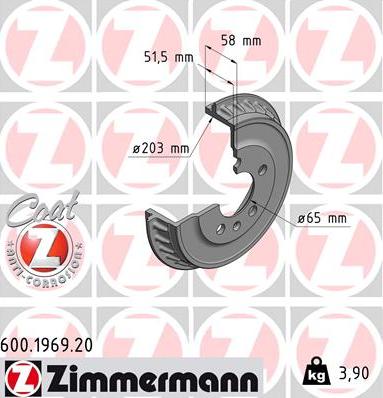 Zimmermann 600.1969.20 - Гальмівний барабан autocars.com.ua