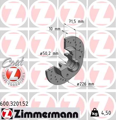 Zimmermann 600.3201.52 - Тормозной диск avtokuzovplus.com.ua