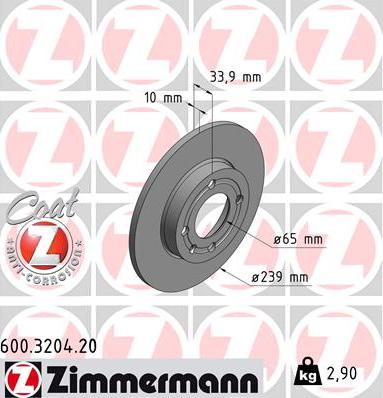 Zimmermann 600.3204.20 - Гальмівний диск autocars.com.ua