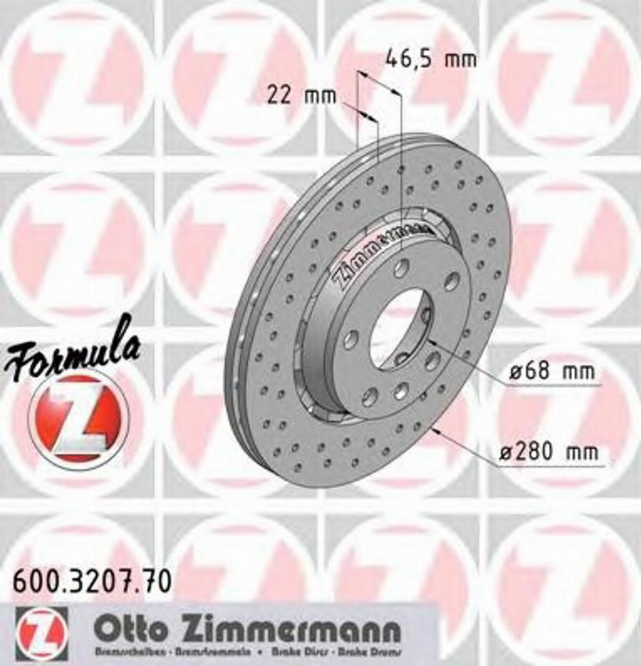 Zimmermann 600.3207.70 - Гальмівний диск autocars.com.ua