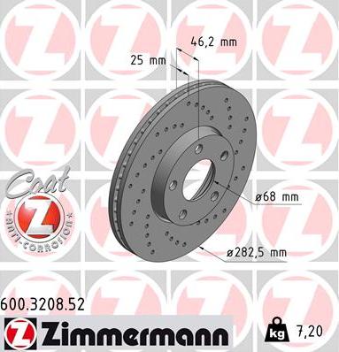 Zimmermann 600.3208.52 - Гальмівний диск autocars.com.ua