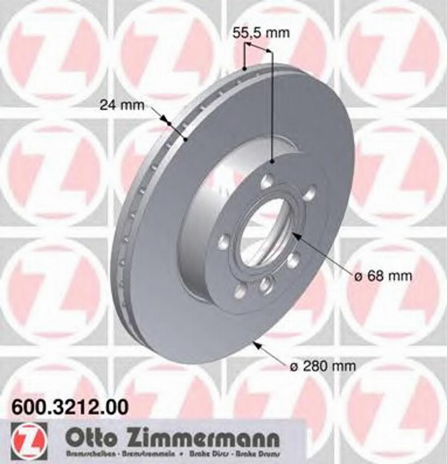 Zimmermann 600.3212.00 - Гальмівний диск autocars.com.ua