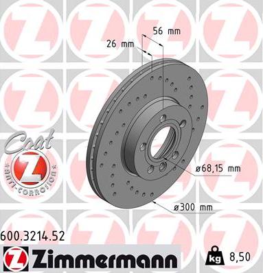 Zimmermann 600.3214.52 - Тормозной диск avtokuzovplus.com.ua