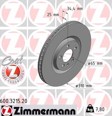 Zimmermann 600.3215.20 - Тормозной диск avtokuzovplus.com.ua